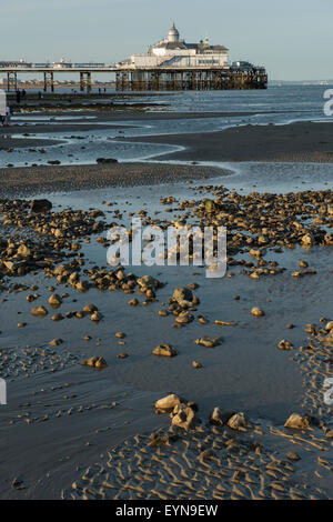 La jetée d''Eastbourne, vue du rivage à marée basse. East Sussex, England, UK. Banque D'Images