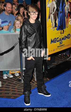 LOS ANGELES, CA - le 30 octobre 2010 : Justin Bieber au Los Angeles premiere de 'MegaMind' au Mann's Chinese Theatre, à Hollywood. Banque D'Images