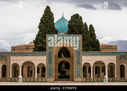 La cour qajare, Shah Nematollah ou Ni'mat Allah Vali Shrine, Mahan, Iran Banque D'Images