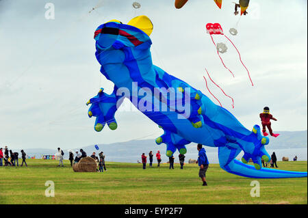 Downhill Demesne Kite Festival, le comté de Londonderry, Irlande du Nord, Royaume-Uni. 2 Août, 2015. La fusion de l'équipe de Kite, de la nord-ouest de l'Angleterre, offre une exposition de cerfs-volants, avec un tableau de figures d'animaux, à la descente Demesne Kite Festival à la propriété du National Trust, Castlerock dans comté de Derry. Crédit : George Sweeney / Alamy Live News Banque D'Images