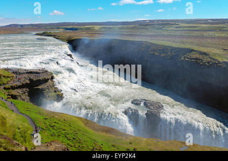 La célèbre cascade de Gullfoss avec les deux étapes en Islande Banque D'Images