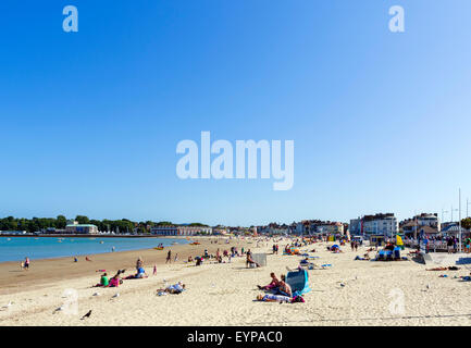 La plage de la ville de Weymouth, Jurassic Coast, Dorset, England, UK Banque D'Images