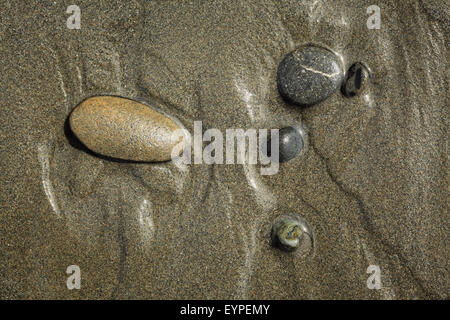 Les roches et tide runnels à marée basse sur Ruby Beach in Olympic National Park, Washington Banque D'Images