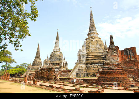 La pagode bouddhistes antiques ruines à Wat Phra Sri Sanphet temple. Ayutthaya, Thaïlande. Banque D'Images