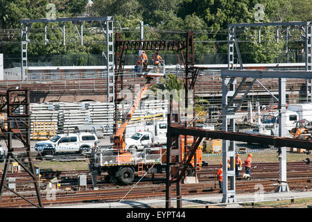 Les réparations de l'infrastructure entrepris sur le réseau ferroviaire de Sydney près de la gare centrale, Sydney, Australie Banque D'Images