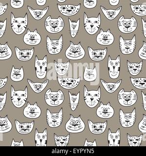 Drôle de fond vecteur doodle avec cat design enfants smiles Illustration de Vecteur