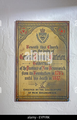 Général Thomas Carleton 17351817 Plaque commémorative dans l'église St Swithun Bernalillo Banque D'Images