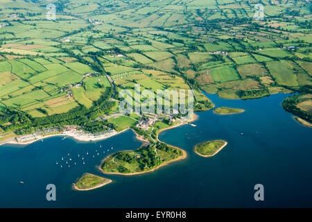 Image aérienne de Carsington Water dans le Peak District, dans le Derbyshire, Angleterre, Royaume-Uni Banque D'Images