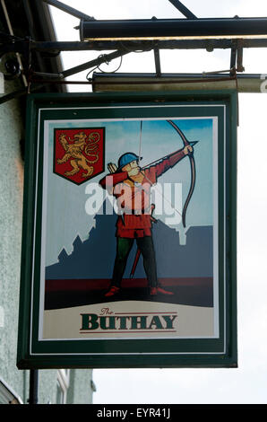 Le Buthay enseigne de pub, Wickwar, Gloucestershire, England, UK Banque D'Images