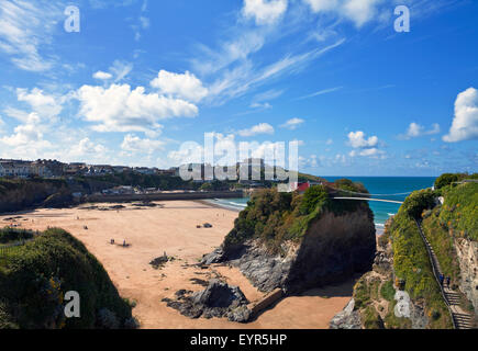 L'île sur la plage de Towan, Newquay, Cornwall, Angleterre Banque D'Images