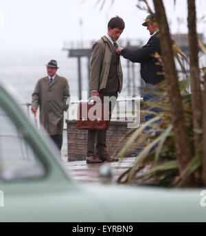 David Thewlis et Jonathan Bailey une scène du film pour l'untitled Donald Crowhurst biopic avec : Jonathan Bailey Où : Devon, Royaume-Uni Quand : 02 juin 2015 C Banque D'Images