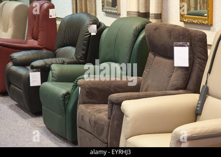 Showroom pour la vente au détail des fauteuils de luxe Banque D'Images