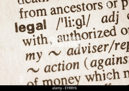 Définition du mot dans le dictionnaire juridique Banque D'Images