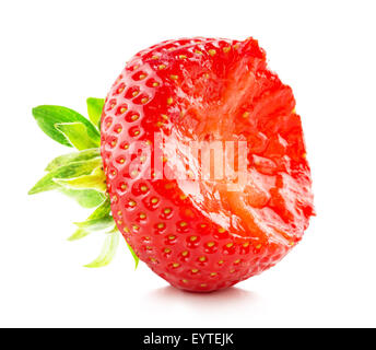 Fraise mordu sur le fond blanc. Banque D'Images