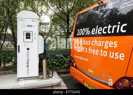 Métro de charge électrique sans navette service de bus dans le centre-ville de Manchester England UK Banque D'Images