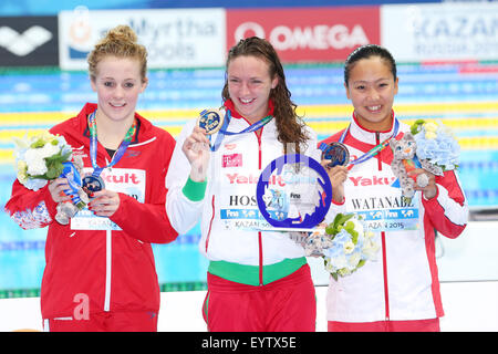 Kazan, Russie. 3e août, 2015. (L-R) Marie Siobhan O'Connor (GBR), Katinka Hosszu (HUN), Kanako Watanabe (JPN) Natation : 16e Championnats du monde FINA 2015 Kazan Women's 200m quatre nages individuel remise de médaille à l'Arena de Kazan Kazan, Russie . Credit : Yohei Osada/AFLO SPORT/Alamy Live News Banque D'Images