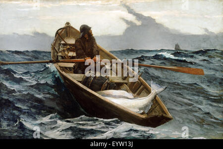 Winslow Homer, le brouillard de la pêche au flétan d'avertissement ( ) 1885 Huile sur toile. Musée des beaux-arts de Boston, USA. Banque D'Images