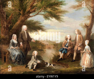 William Hogarth, John et Elizabeth Jeffreys et leurs enfants 1730 Huile sur toile. Yale Center for British Art, New Haven, USA. Banque D'Images