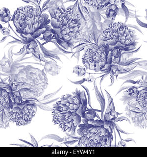 Seamless pattern peint à la main en couleur indigo romantique pour papier peint, textile, de l'interior design Banque D'Images