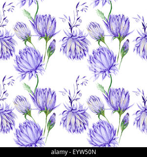 Fond d'aquarelle créative Art peint à la main avec des fleurs violettes isolé sur fond blanc pour la conception Banque D'Images