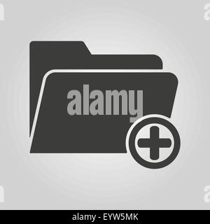 L'ajouter à l'icône du dossier. Répertoire des données et de stockage, d'archivage, de symbole. Télévision Illustration de Vecteur