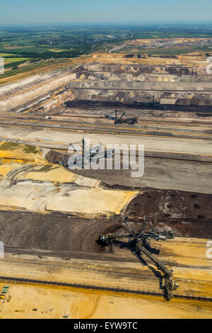 Roue-pelle à godet, l'exploitation du lignite, Garzweiler, près de Jüchen, Erkelenz, Rhénanie du Nord-Westphalie, Allemagne Banque D'Images