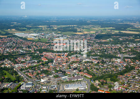 Vue depuis le sud-est du centre-ville de Werne, Ruhr, Rhénanie du Nord-Westphalie, Allemagne Banque D'Images