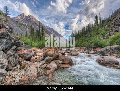 Rivière de montagne dans l'Est de la Sibérie. Tunka Alpes. La République de Bouriatie Banque D'Images