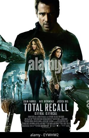 Total Recall ; Année : 2012 ; USA Réalisateur : Len Wiseman ; Colin Farrell ; film poster (USA) Banque D'Images