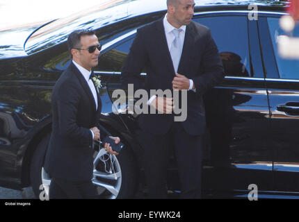 Porto, Portugal. 09Th Aug 2015. Jorge Mendes da Foz dans l'église Mariage Jorge Mendes Arrivée Crédit : Rui Oliveira / Global Images/Atlantico Press/Alamy Live News Banque D'Images