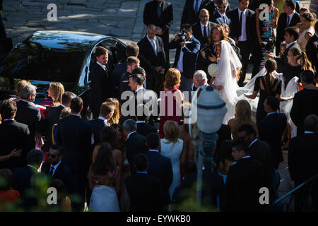 Porto, Portugal. 09Th Aug 2015. Jorge Mendes à l'église Mariage Foz Jorge Mendes de Saida et Sandra Mendes Crédit : Rui Oliveira / Global Images/Atlantico Press/Alamy Live News Banque D'Images