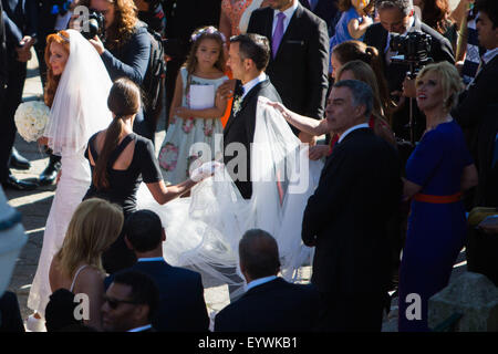 Porto, Portugal. 09Th Aug 2015. Jorge Mendes à l'église Mariage Foz Jorge Mendes de Saida et Sandra Mendes Crédit : Rui Oliveira / Global Images/Atlantico Press/Alamy Live News Banque D'Images