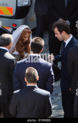 Porto, Portugal. 09Th Aug 2015. Jorge Mendes da Foz Mariage à l'arrivée de l'église de la Mariée Crédit : Rui Oliveira / Global Images/Atlantico Press/Alamy Live News Banque D'Images