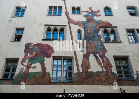 Maison de Goliath, Regensburg, UNESCO World Heritage Site, Bavaria, Germany, Europe Banque D'Images