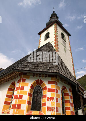 Église de Stara Fuzina. Parc National de Triglav. Région de Gorenjska. La Slovénie. Banque D'Images