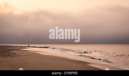Pêcheur au petit matin sur la plage de Will Rogers, Pacific Palisades, Californie, États-Unis d'Amérique, Amérique du Nord Banque D'Images