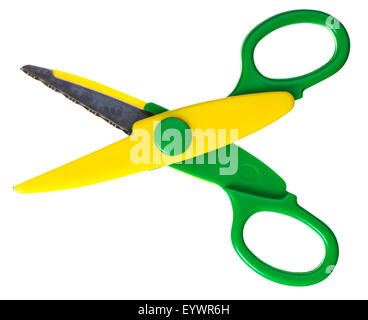 Les ciseaux vert isolé sur fond blanc Banque D'Images