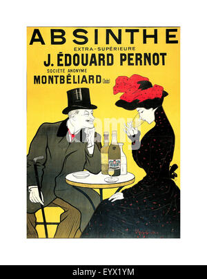 Vintage 1900 extra-Absinthe supérieure J. Édouard Pernot. Société Anonyme Montbéliard Mont-Christ Liqueur par L. Cappiello. Banque D'Images