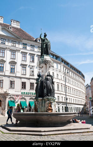 Le Austriabrunnen (Autriche) Fontaine de Freyung, Vienne, Autriche, représentant l'Autriche et les fleuves de l'Empire des Habsbourg Banque D'Images