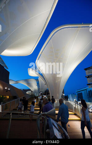 Italie Milan Expo pavillon allemand piscine soir 2015, d'architecture, architecture, ville, contemporain, Europe, European, Banque D'Images