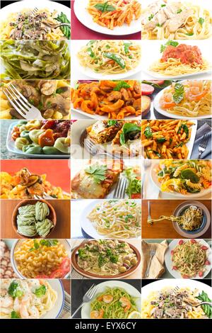 Pâtes plats populaires italiens dans l'alimentation de l'imagerie collage Banque D'Images