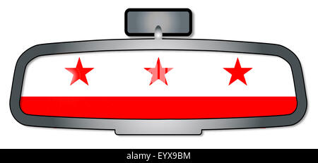 Rétroviseur d'un véhicule avec le drapeau de Washington DC Banque D'Images