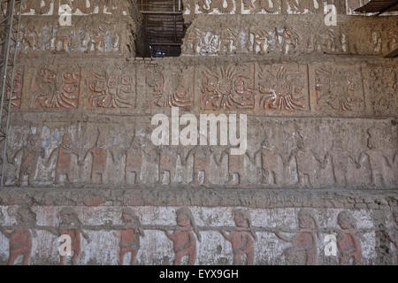 Huaca de la Luna complexe archéologique, près de Trujillo, Pérou, Province de La Libertad Banque D'Images