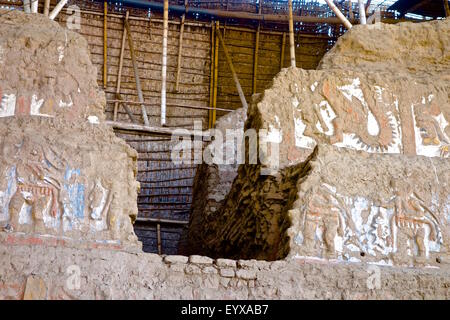 Huaca de la Luna complexe archéologique, près de Trujillo, Pérou, Province de La Libertad Banque D'Images