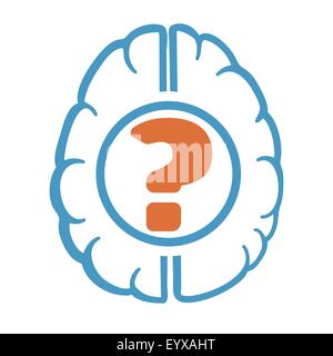 Point d'interrogation dans l'illustration vectorielle, symbole du cerveau. Illustration de Vecteur