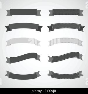 Rubans rétro noir et blanc set vector illustration Illustration de Vecteur