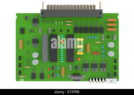 Circuit board isolé sur fond blanc Banque D'Images