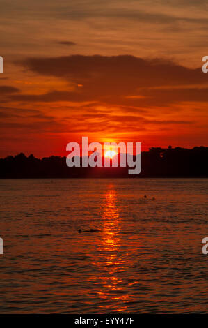 Coucher de soleil sur Cuiaba River, Pantanal, Brésil Banque D'Images