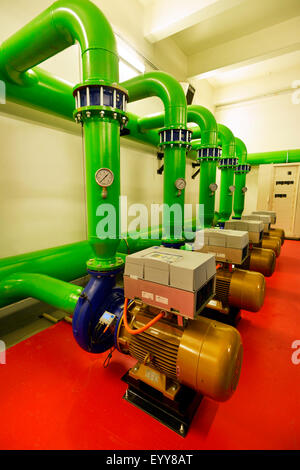 Pompes à eau pour les canons à neige, neige ferme, France, Savoie, val d isere Banque D'Images