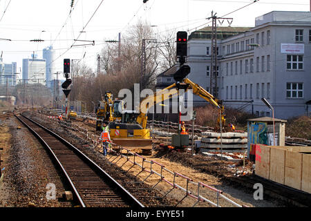 La construction de chemins de fer avec l'Allemagne, l'excavateur-terrain Banque D'Images